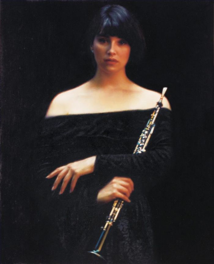 Chen Yifei's Contemporary Oil Painting - Oboist Girl