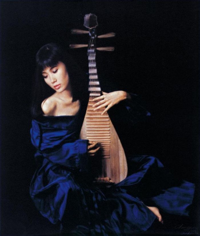 Chen Yifei's Contemporary Oil Painting - Pipa