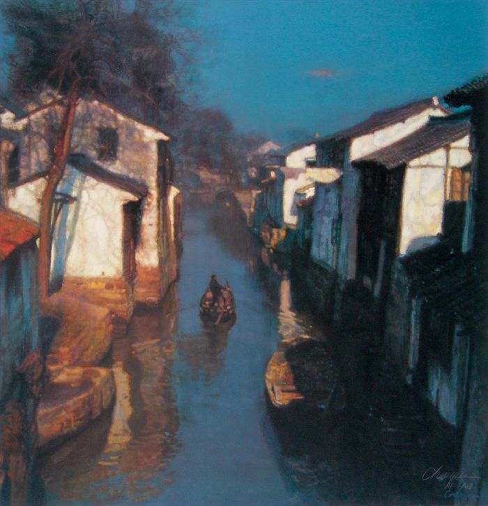 Chen Yifei's Contemporary Oil Painting - River Village Series
