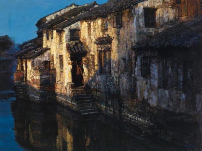 Chen Yifei's Contemporary Oil Painting - River Villages