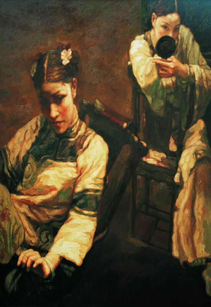 Chen Yifei's Contemporary Oil Painting - Sisters