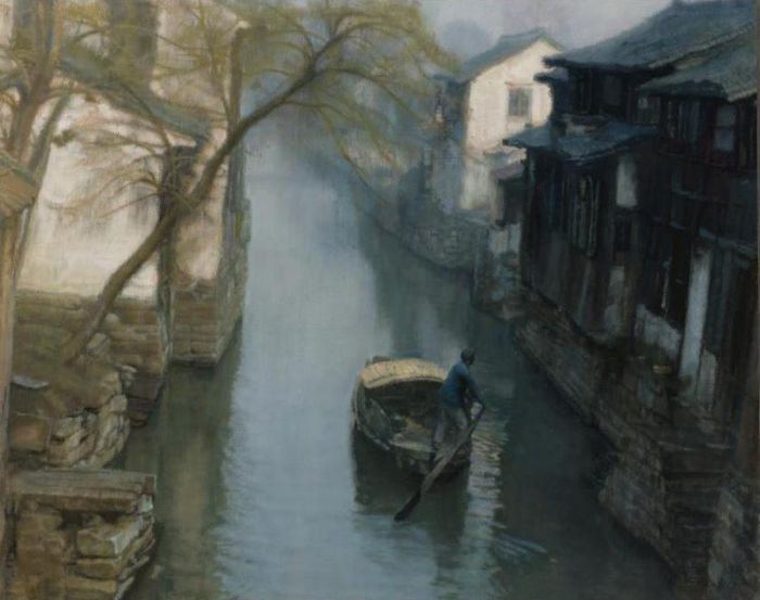 Chen Yifei's Contemporary Oil Painting - Spring Willows 1984
