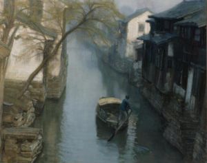 Contemporary Artwork by Chen Yifei - Spring Willows 1984