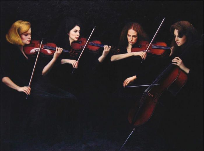 Chen Yifei's Contemporary Oil Painting - String Quartet