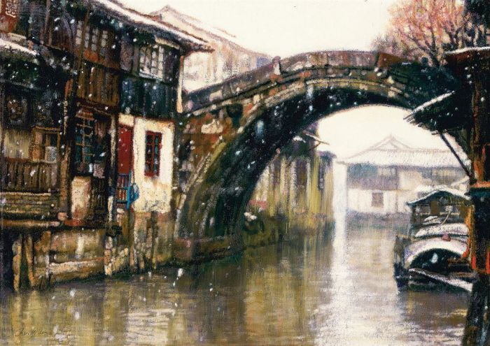 Chen Yifei's Contemporary Oil Painting - Suzhou Landscape