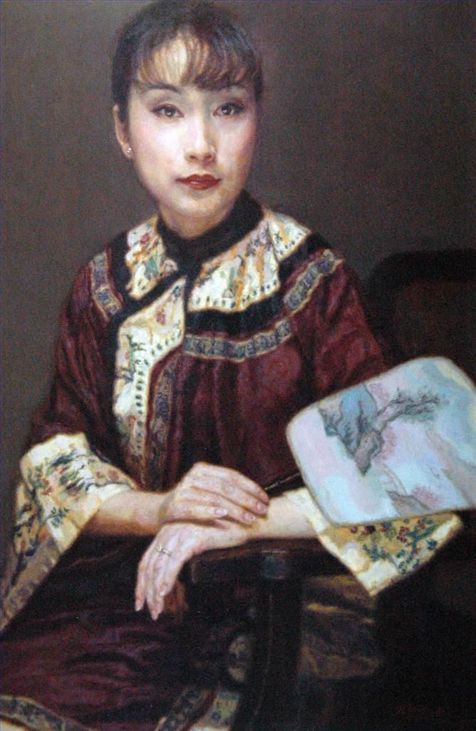 Chen Yifei's Contemporary Oil Painting - Thinking