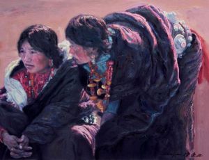 Contemporary Artwork by Chen Yifei - Tibetab Woman