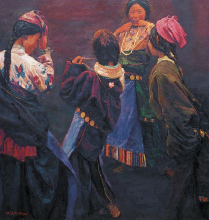 Chen Yifei's Contemporary Oil Painting - Tibetan Girl 2004
