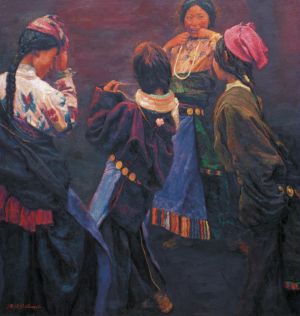 Contemporary Artwork by Chen Yifei - Tibetan Girl 2004