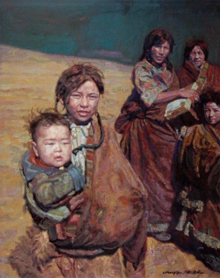 Chen Yifei's Contemporary Oil Painting - Tibetans