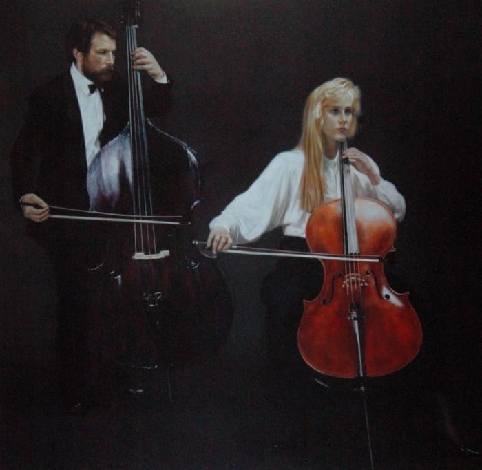 Chen Yifei's Contemporary Oil Painting - Viola and Cellist