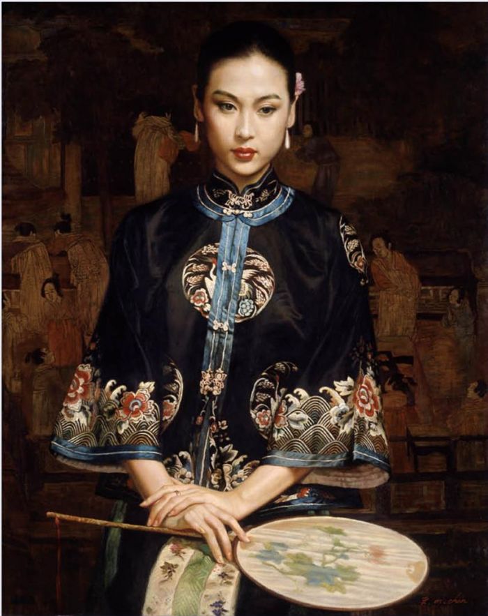 Chen Yifei's Contemporary Oil Painting - Waiting