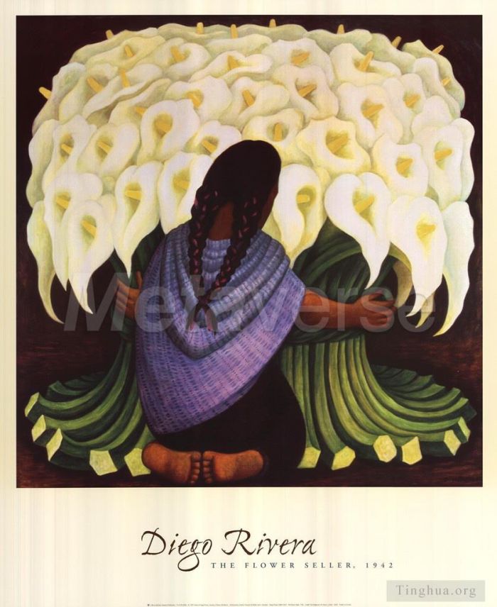 Diego Rivera's Contemporary Oil Painting - The Flower Seller 1942
