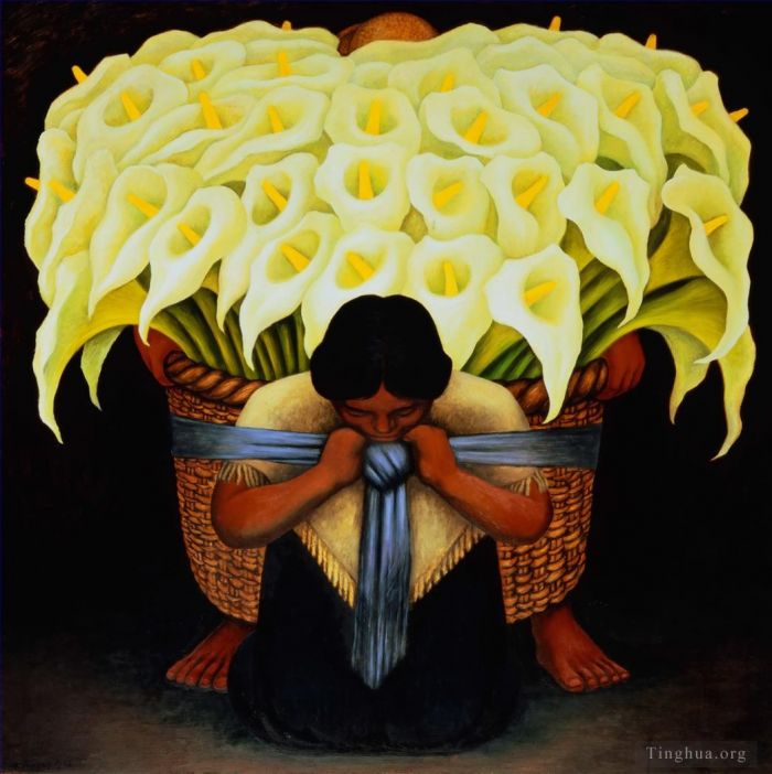Diego Rivera's Contemporary Oil Painting - The Flower Seller