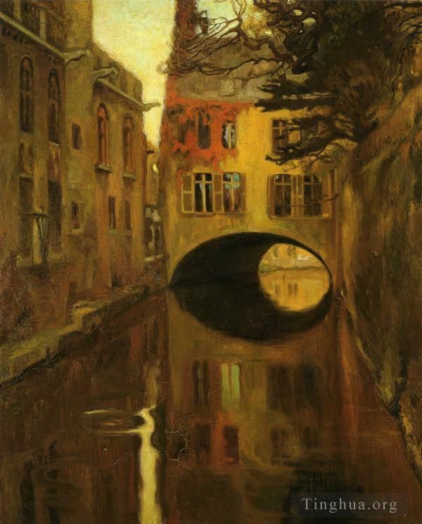 Diego Rivera's Contemporary Oil Painting - House over the bridge