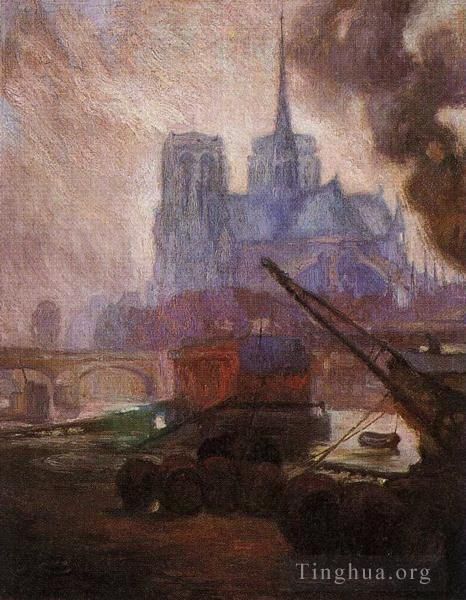Diego Rivera's Contemporary Oil Painting - Notre dame de paris 1909