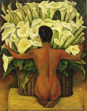 Contemporary Artwork by Diego Rivera - Nude with calla lilies 1944