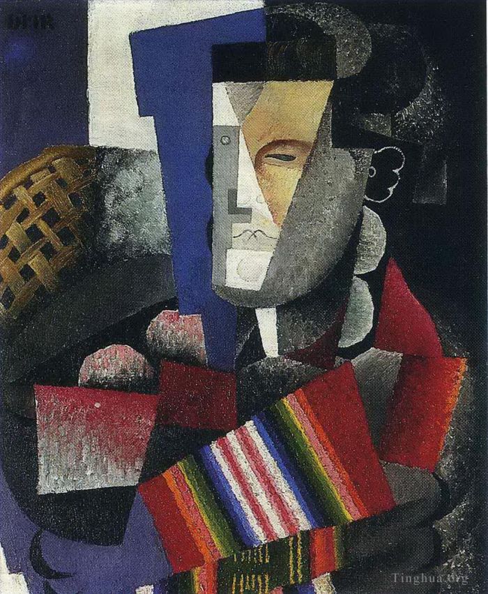 Diego Rivera's Contemporary Oil Painting - Portrait de martin luis guzman 1915