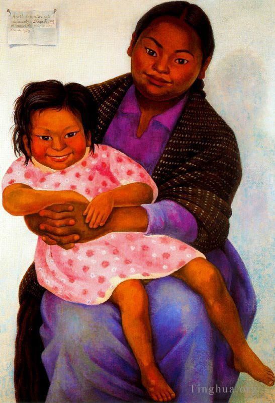 Diego Rivera's Contemporary Oil Painting - Portrait of madesta and inesita 1939