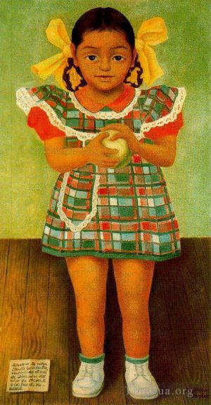Contemporary Oil Painting - Portrait of the young girl elenita carrillo flores 1952