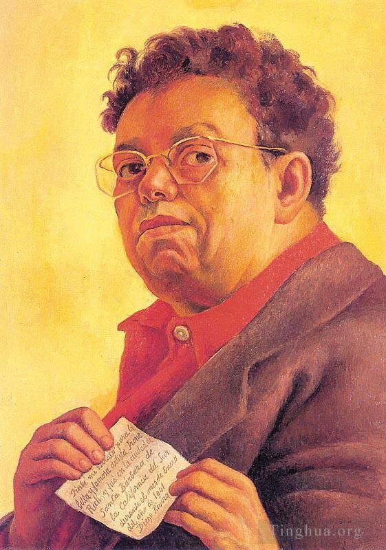Diego Rivera's Contemporary Oil Painting - Self portrait dedicated to irene rich 1941