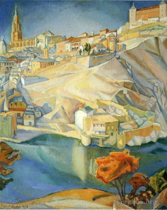 Diego Rivera's Contemporary Oil Painting - View of toledo 1912