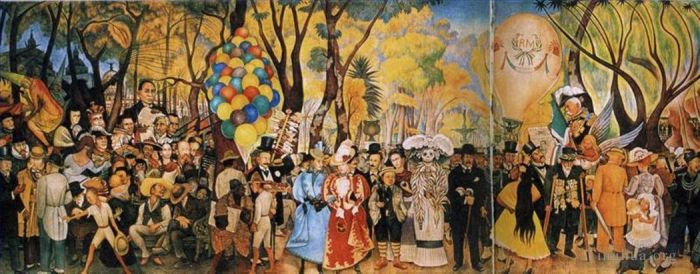 Diego Rivera's Contemporary Various Paintings - Dream of a sunday afternoon in alameda park 1948