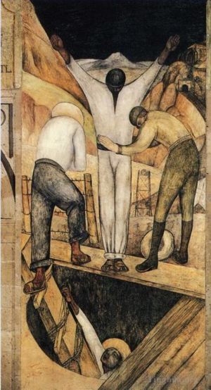 Contemporary Artwork by Diego Rivera - Exit from the mine 1923