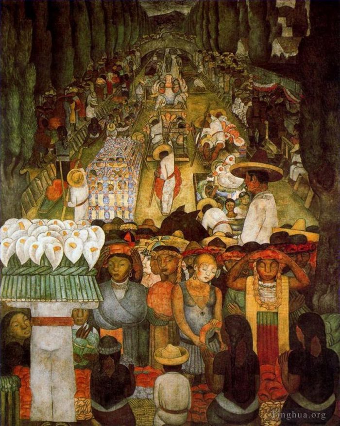 Diego Rivera's Contemporary Various Paintings - Good friday on the santa anita canal 1924