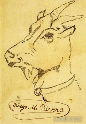 Contemporary Artwork by Diego Rivera - Head of a goat