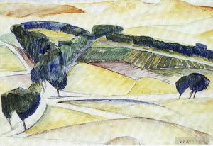 Contemporary Artwork by Diego Rivera - Landscape at toledo 1913