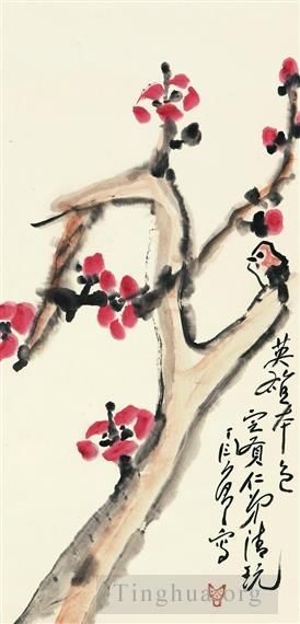 Ding Yanyong's Contemporary Chinese Painting - Camellia and bird