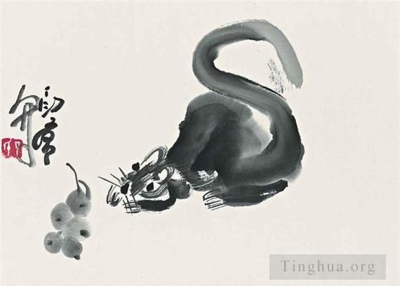 Ding Yanyong's Contemporary Chinese Painting - Mouse and grapes