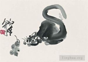 Contemporary Chinese Painting - Mouse and grapes