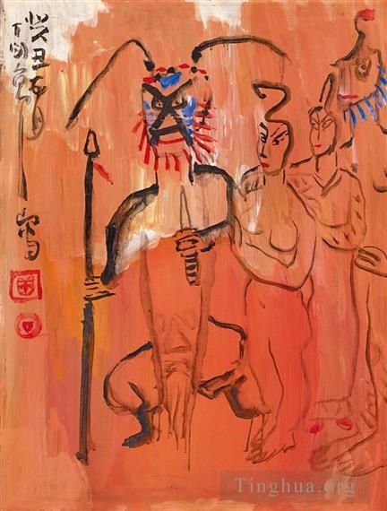 Ding Yanyong's Contemporary Chinese Painting - Opera figures 1973 1