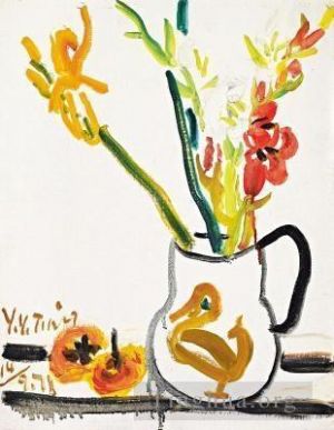 Contemporary Artwork by Ding Yanyong - Persimmons and flowers 1971