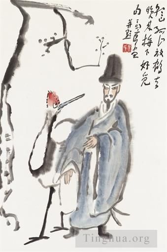 Ding Yanyong's Contemporary Chinese Painting - Scholar and crane