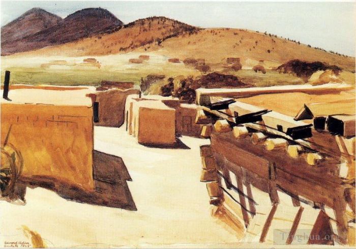 Edward Hopper's Contemporary Oil Painting - Adobe houses
