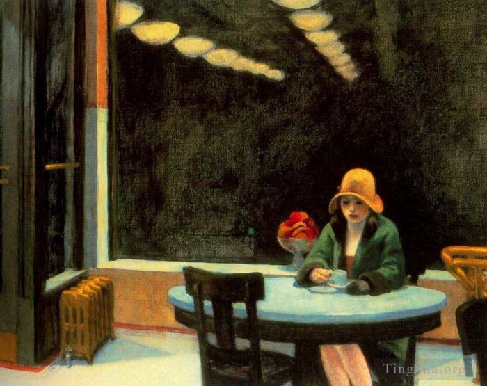 Edward Hopper's Contemporary Oil Painting - Automat 1927