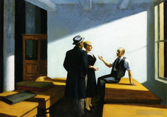 Edward Hopper's Contemporary Oil Painting - Conference at night