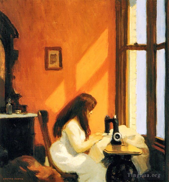 Edward Hopper's Contemporary Oil Painting - Girl at a sewing machine