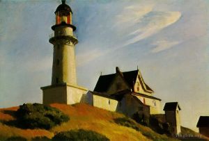 Contemporary Oil Painting - Lighthouse at two lights 1929