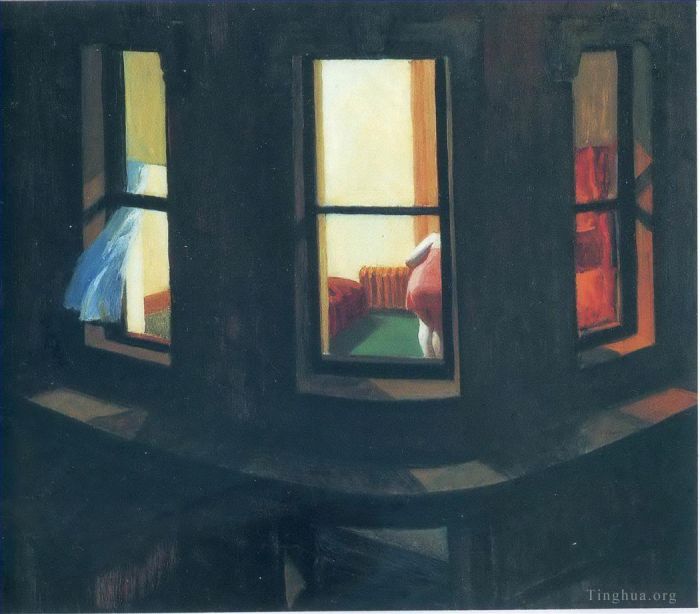 Edward Hopper's Contemporary Oil Painting - Night windows