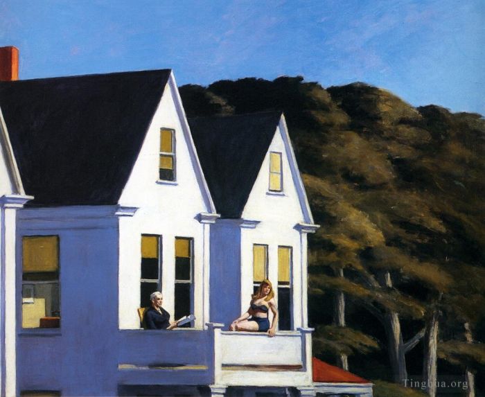 Edward Hopper's Contemporary Oil Painting - Second story sunlight