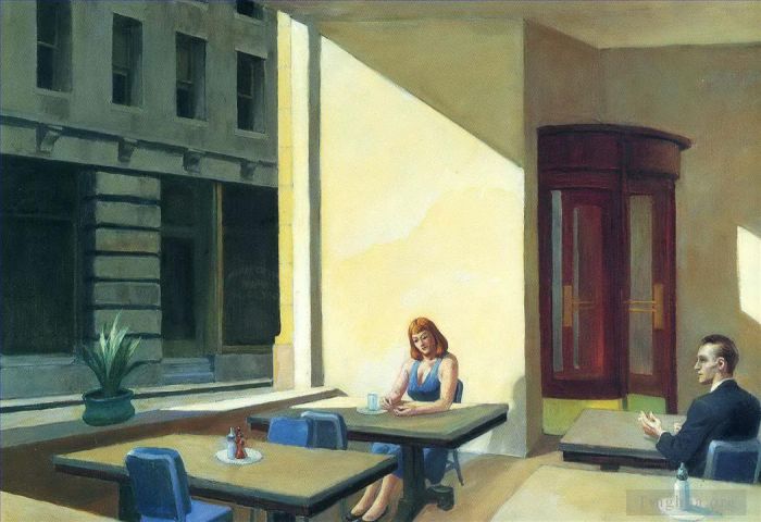 Edward Hopper's Contemporary Oil Painting - Sunlights in cafeteria