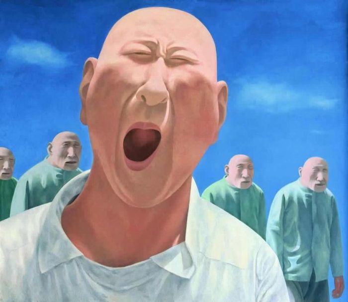 Fang Lijun's Contemporary Oil Painting - Yawn