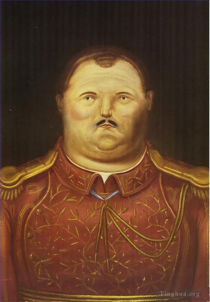 Fernando Botero's Contemporary Oil Painting - A General