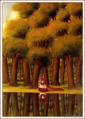 Contemporary Artwork by Fernando Botero - A Stroll by the Lakeside