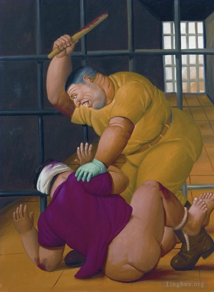 Fernando Botero's Contemporary Oil Painting - Abu Ghraib 3