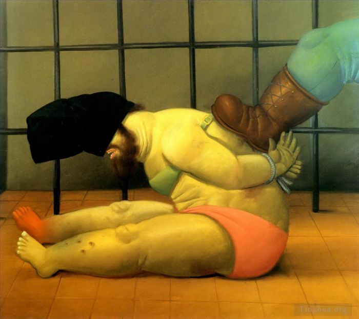 Fernando Botero's Contemporary Oil Painting - Abu Ghraib 60